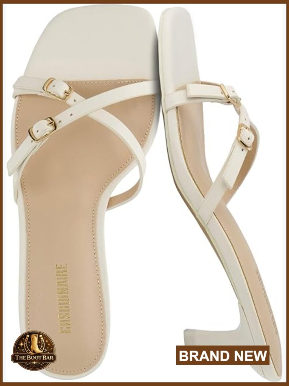 Strappy Kitten Heels, Cushioned Footbed, Open Toe Slide Sandals, Dressy